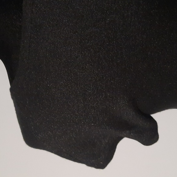 mac & jac Black Ruffle Shoulder Round Neck Silver Shine Short Sleeve Top - Picture 7 of 10